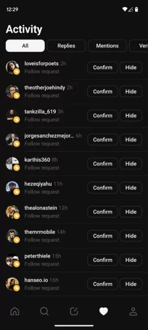 Meta's Threads app Screenshot