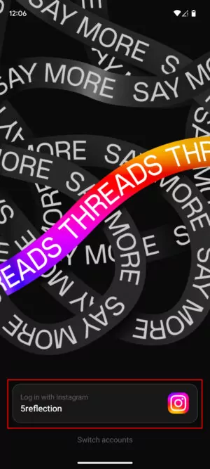 Meta's Threads app open with instagram