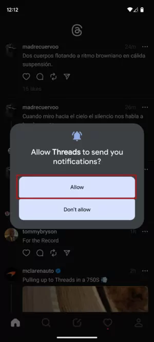 Meta's Threads app - Allow Permission